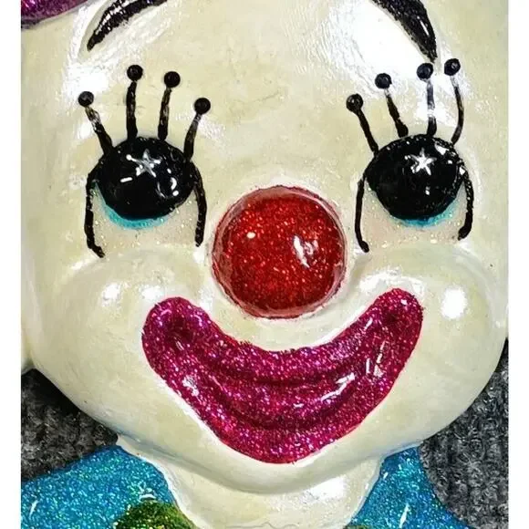 Clown Wall Plaques Ceramic Face Heads Colorful Circus Carnival Decor Pair Set - Picture 12 of 13